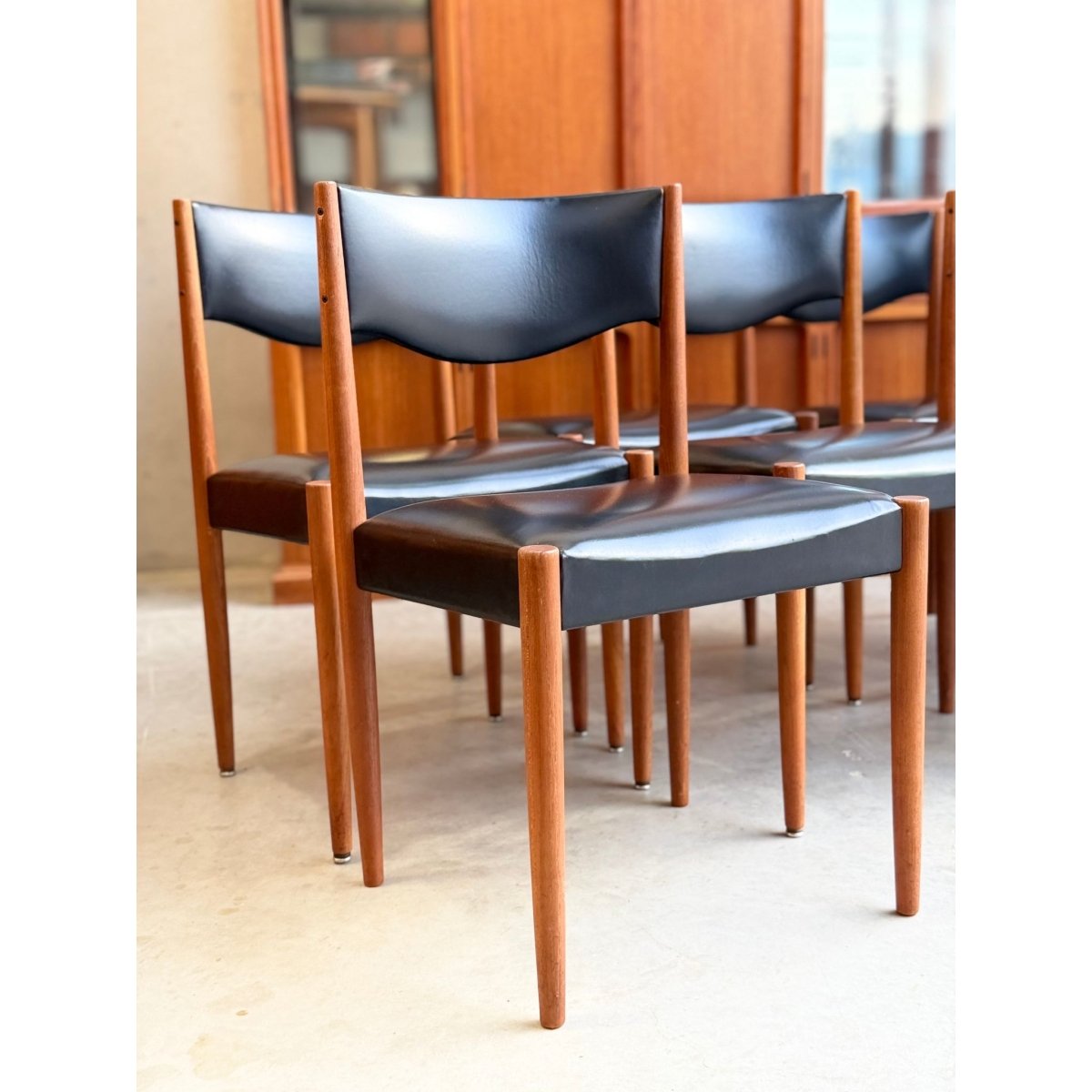 Parker Number 62 Dining Chair Priced Individually – Original Black Vinyl Brand New Webbing & Foam | Bazaa | Designer, Vintage and Antique Furniture
