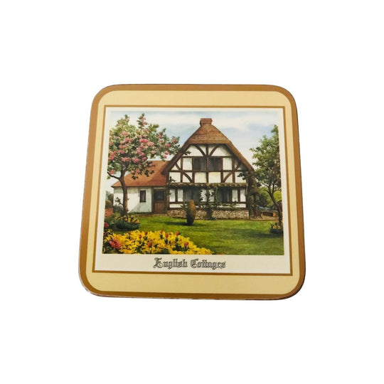PIMPERNEL COASTERS English Cottages Pattern Set of 6 /Cork Backed