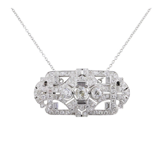 Platinum and Diamond Art Deco Brooch Necklace
