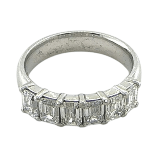 Platinum emerald cut diamond wedding eternity ring