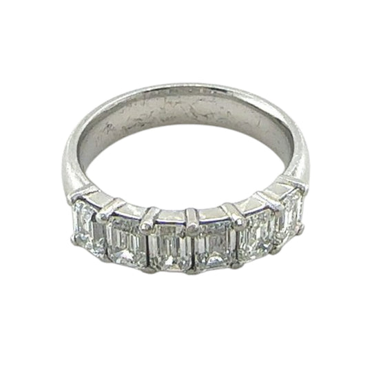 Platinum emerald cut diamond wedding eternity ring