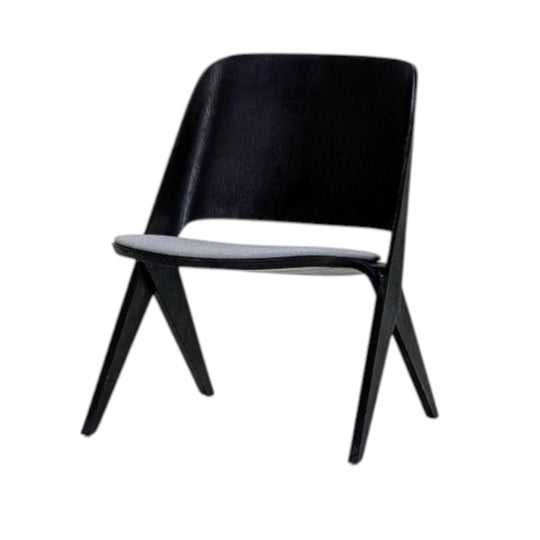 Poiat Lavitta Lounge Chair In Black Oak With Grey Padded Seat