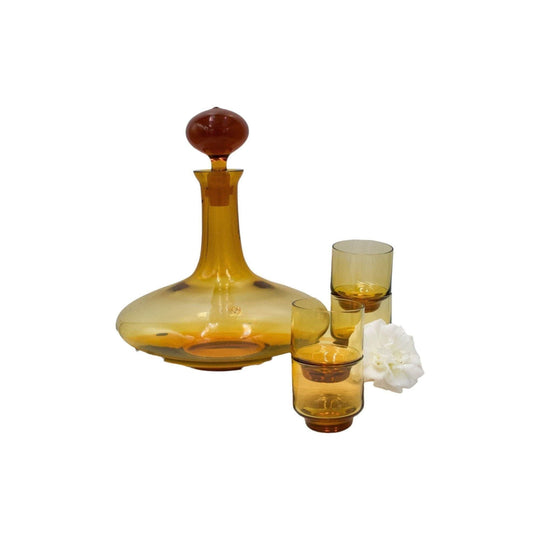 Polish Made Amber Decanter and Glasses