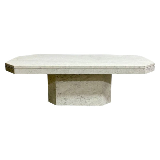Post Modern Marble Pedestal Rectangular Coffee Table.
