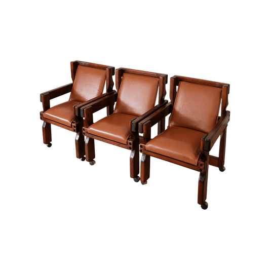 Post & Rail Leather Armchairs – Set of Three | Bazaa | Designer, Vintage and Antique Furniture
