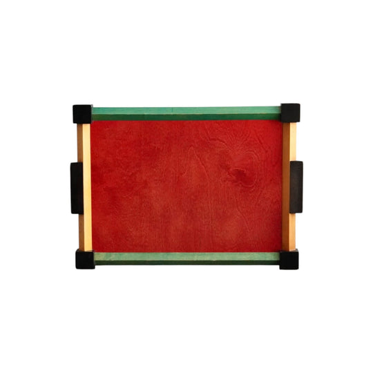 Postmodern Stained Wood Design Tray in Memphis Milano style