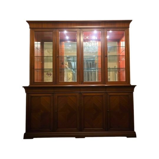 Premium Italian Timber Display Unit with Built-in Lights & Mirror Back