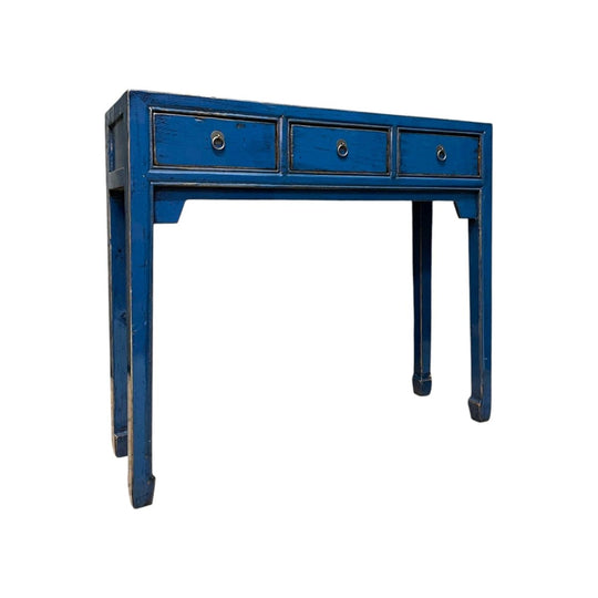 Provincial Style Blue Chinese Lacquered Hall Table