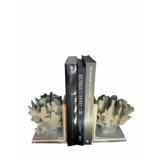 Coral Style Bookends Pair - White Coastal Decor
