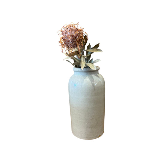 Antique French Stoneware Vase- Large Grey Pot