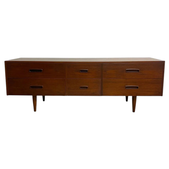 Mid Century Lowline Sideboard With Six Drawers - Restored