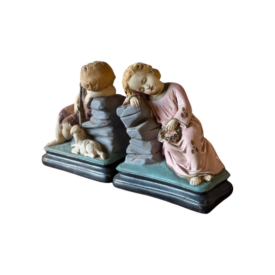 Vintage Pair of Art Deco Style Plaster Figural Bookends