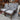 Quality modern grey upholstered dining chairs, angled view