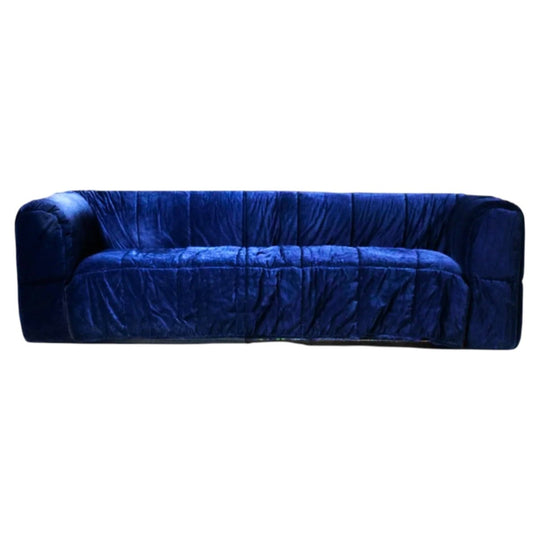 Quilted Sofa 280 by Cini Boeri for ARFLEX in Bombay #89 Blue T4 Velvet