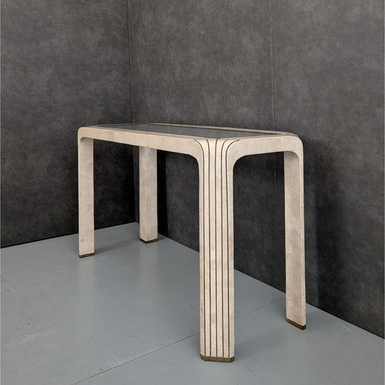 Maitland Smith Console Table in Tessellated Stone and Bronze