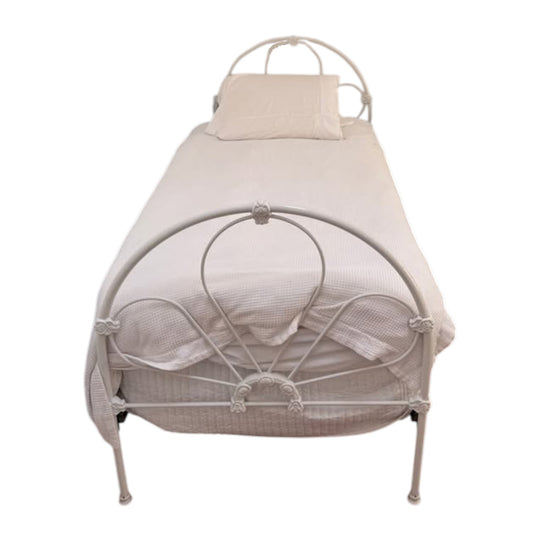 Pair of Antique White Iron Single Beds Vintage French Provincial Style