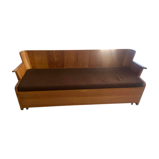 GORAN MALMVALL -  MIDCENTURY NORDIC PINE SWEDISH SOFA WITH TRUNDLE BED (1950s)