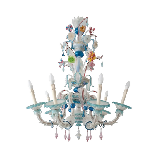 Multicoloured Murano Glass Rezzonico Style Chandelier