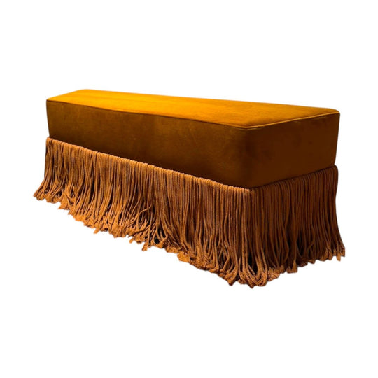Rachel Donath Allard Velvet Fringe Bench - Mustard