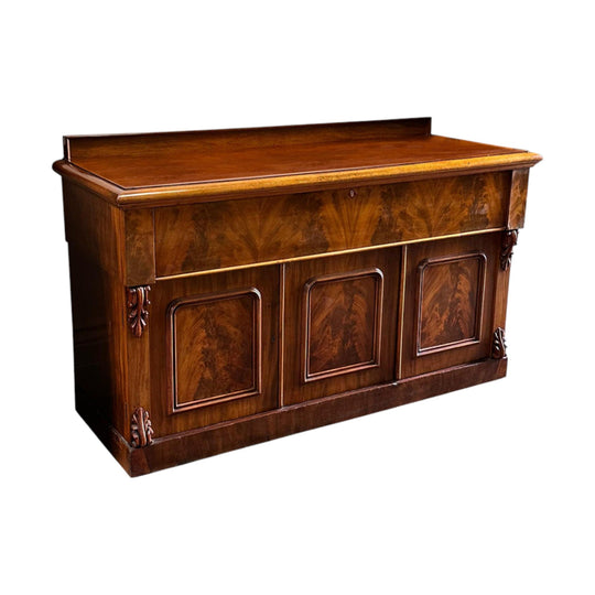 Rare English mahogany 3 door leaf holder with full width drawer c.1870