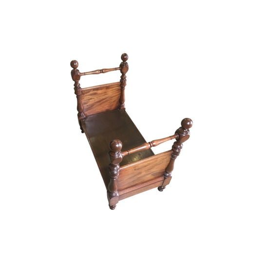 Rare English mahogany dolls bed, c. 1875