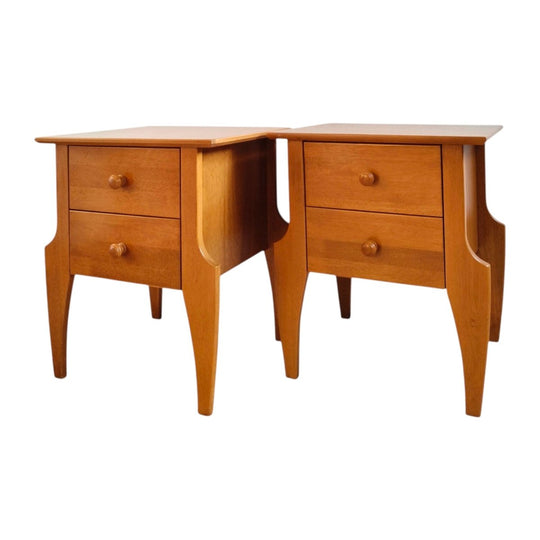 Rare pair of MCM Retro Solid Teak Bedside Tables