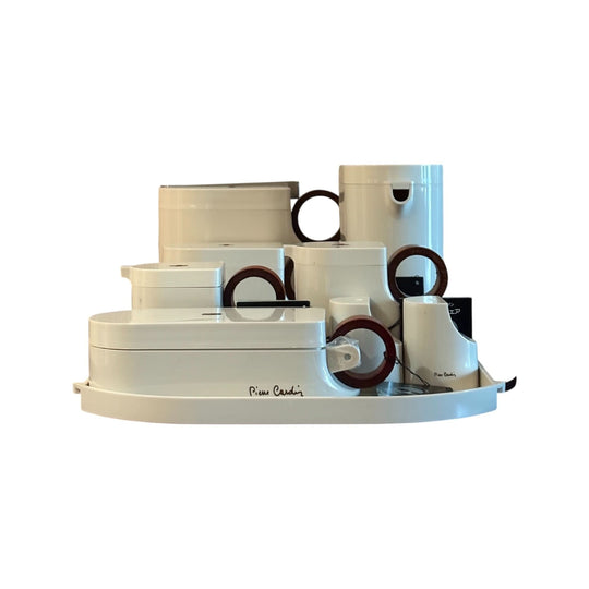 Rare Pierre Cardin Serving Sets, Two Trays With Barware, Serving Pots & Accessories, Circa 1970’s (Vintage Unused)