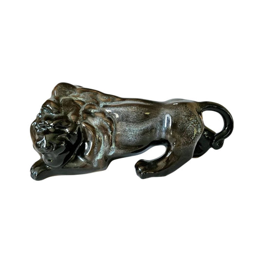 Rare Vintage large Blue Mountain Pottery Lion Green Drip Glaze MCM Decor