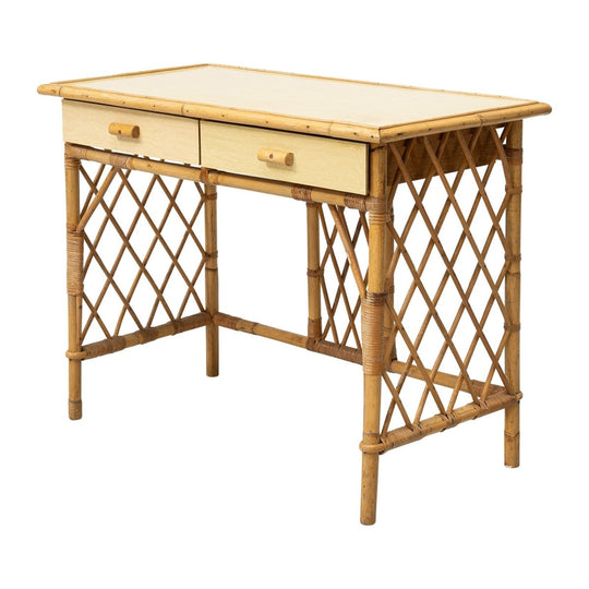 Rattan and Laminate  Desk In The Spirit Of Louis Sognot