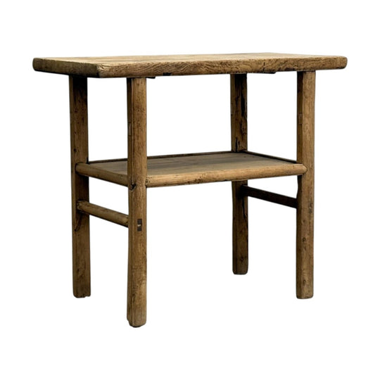 Raw Elm Table with Shelf