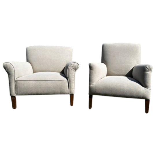 Vintage Lounge Chairs in Natural French Linen (Four available).