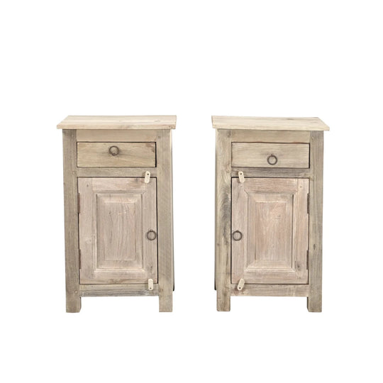 RECLAIMED TEAK BED SIDE SET OF TWO