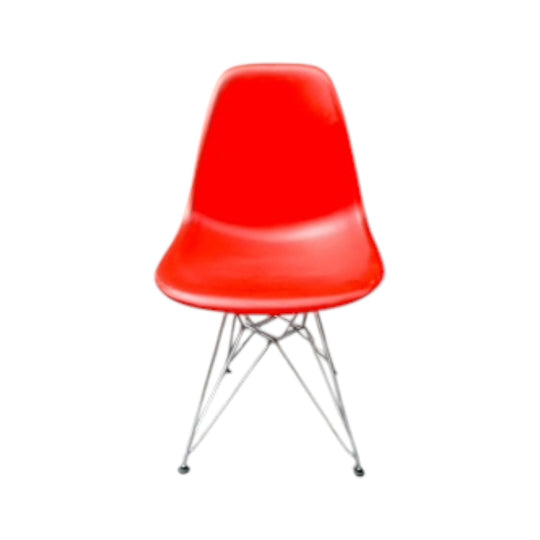 Red Eames Eiffel Chairs in Molded Plastic