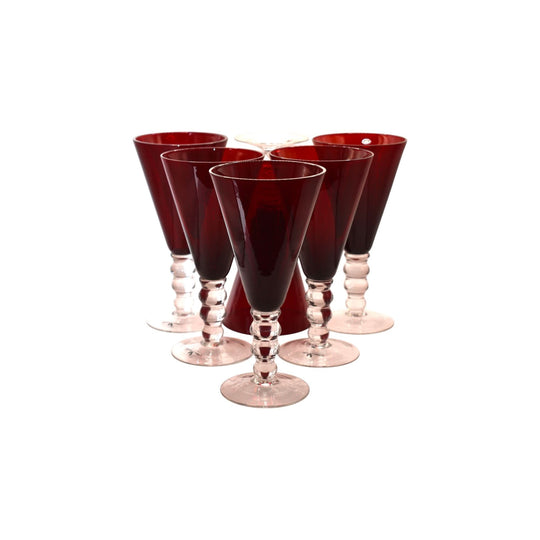 Red Glass Wine Goblets - French Country Collection - Set of 6
