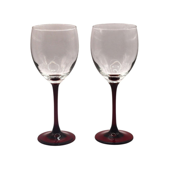 Red Stemmed wine glasses. Set of 2