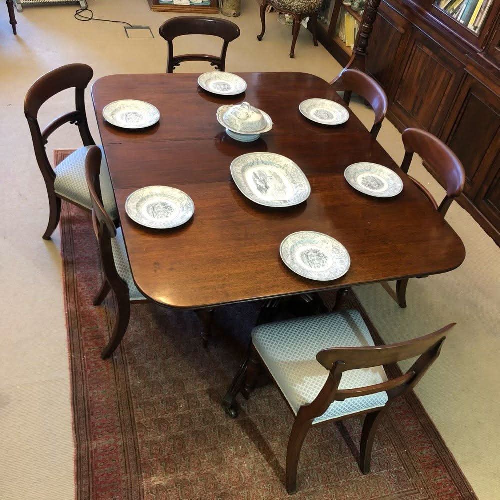 Shop Regency mahogany dining table, twin pedestal brass castors