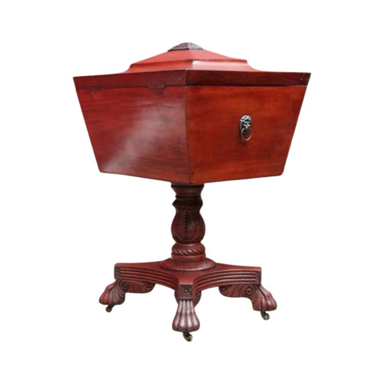 Regency Mahogany Sarcophagus Wine Cooler (Cellarette), Lion-Head Handles, England, c.1815