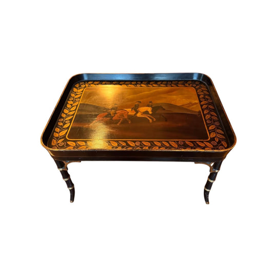 Regency style faux bamboo ebonised wood table