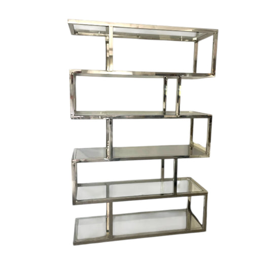 Chrome & Glass Étagère Shelving Unit - 1970s Italian Style