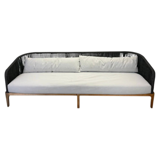 Resort Luxe Curved Rope & Timber Outdoor Sofa