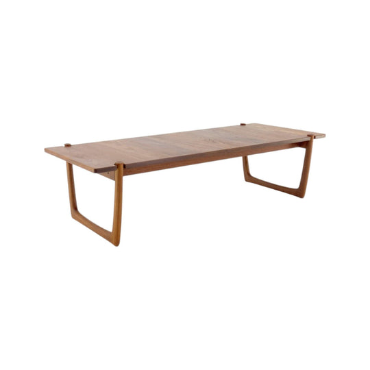 Restored Hvidt & Mølgaard Solid Teak Sleigh Leg Sofa Table