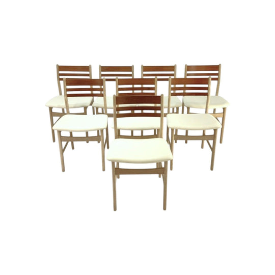 Restored Two Tone Danish Teak and Beech Ladder Back Dining Chair