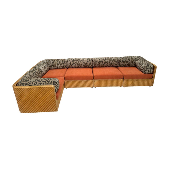 Restored Vintage Cane Modular Sofa