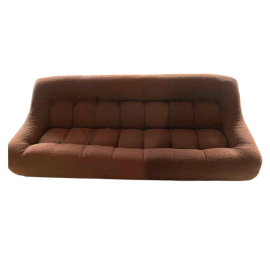 Retro boucle couch — terracotta/rust