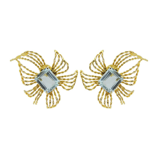 Retro Period, Aquamarine and 10kt Gold Earrings