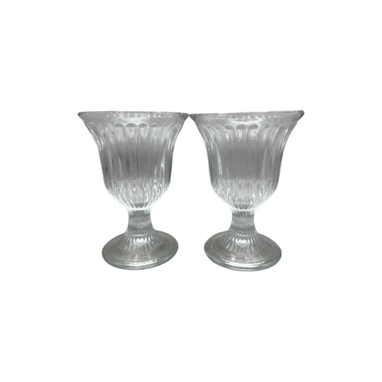 Ripple Rim Ice Cream Sundae Pedestal Cups x 2