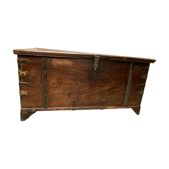 Vintage Antique Wooden Trunk / Chest - Rustic Timber Storage Box