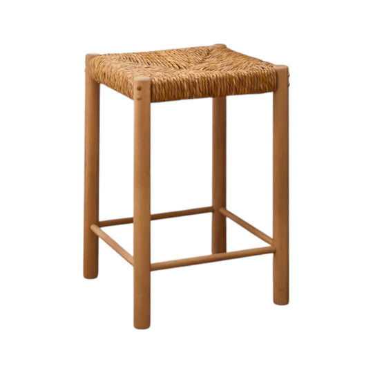 65cm Nadia Ash wood and hand woven rush backless bar stool