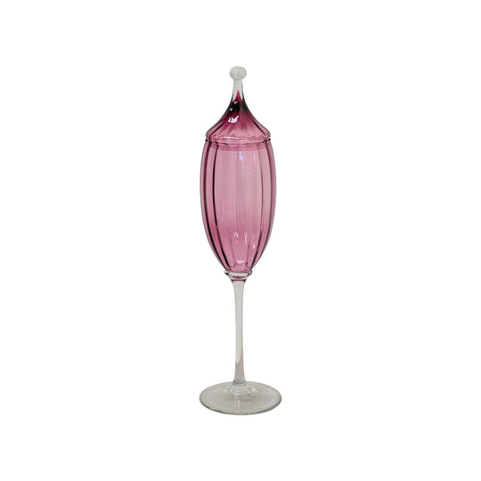 Italian Empoli Optic Glass Apothecary Jar in Cranberry, c.1960s