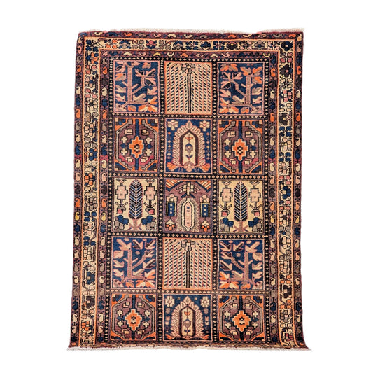 Vintage Hand-Knotted Persian Bakhtiari Garden Panel Rug (200cm x 132cm)